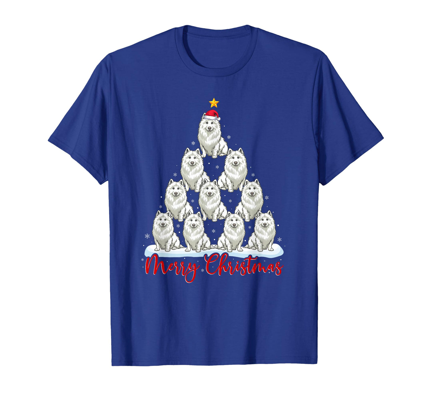 Santa Hat Ugly Xmas Funny Samoyed Dog Christmas Tree T-Shirt