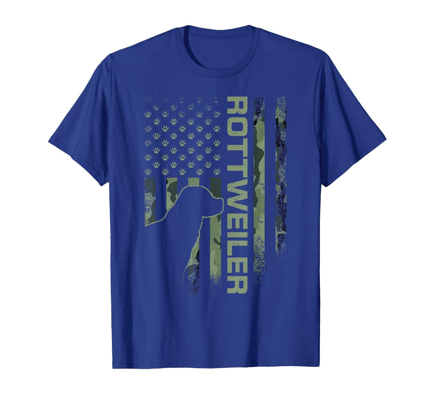 Vintage USA American Camo Flag Rottweiler Rottie Silhouette T-Shirt