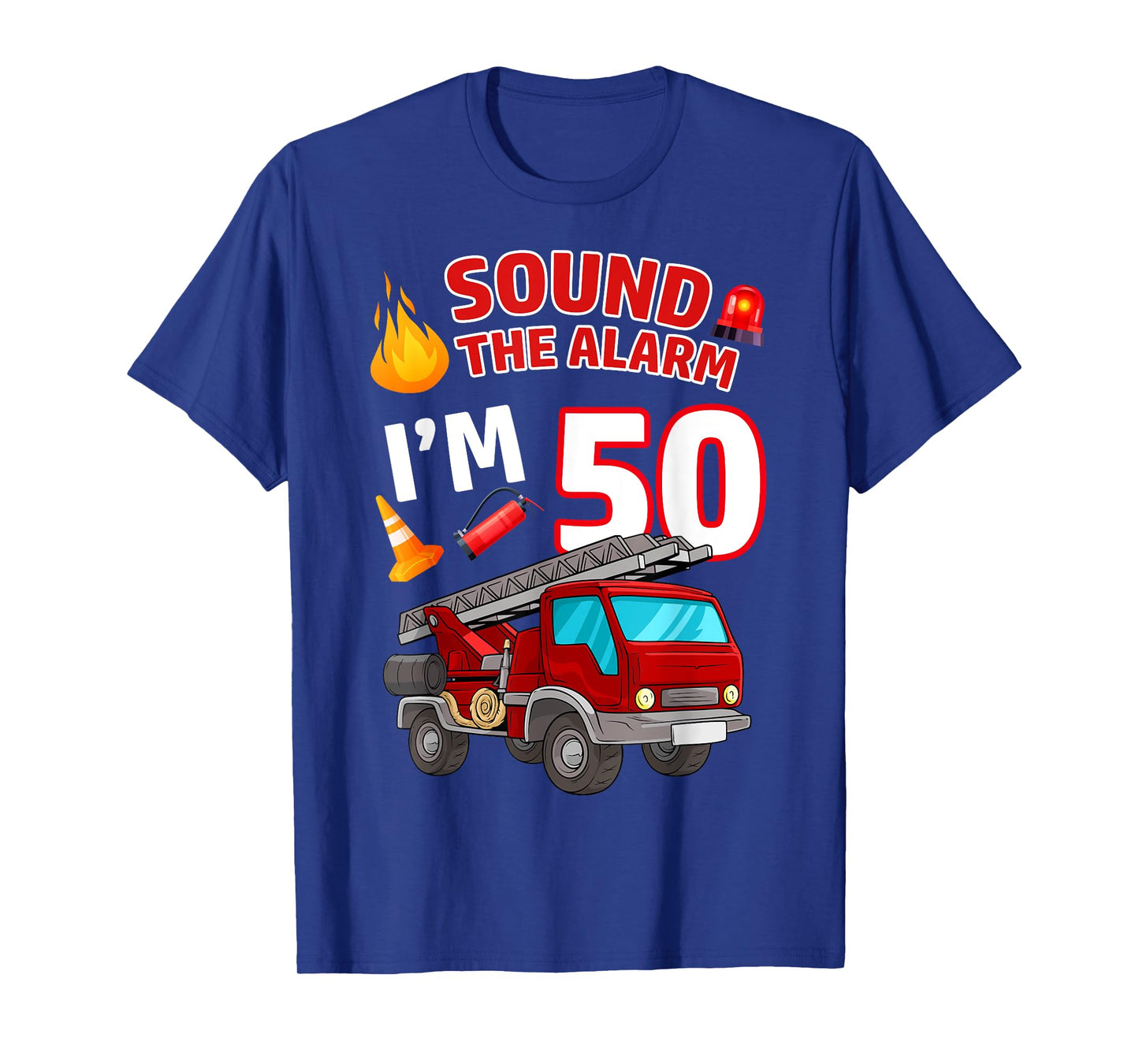 Fire Truck 50th Birthday Firefighter Fireman 50 Year Old T-Shirt