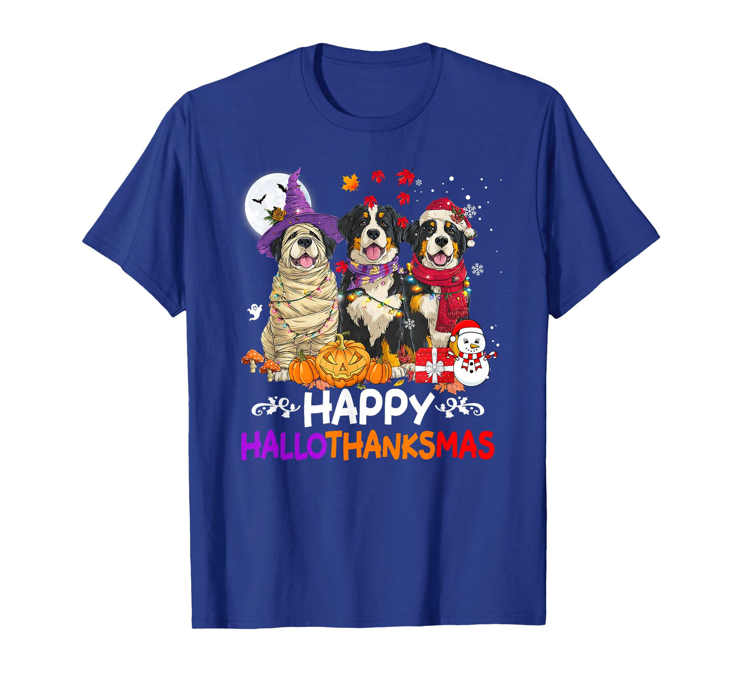 Bernese Mountain Dog Hallothanksmas Halloween Thanksgiving T-Shirt