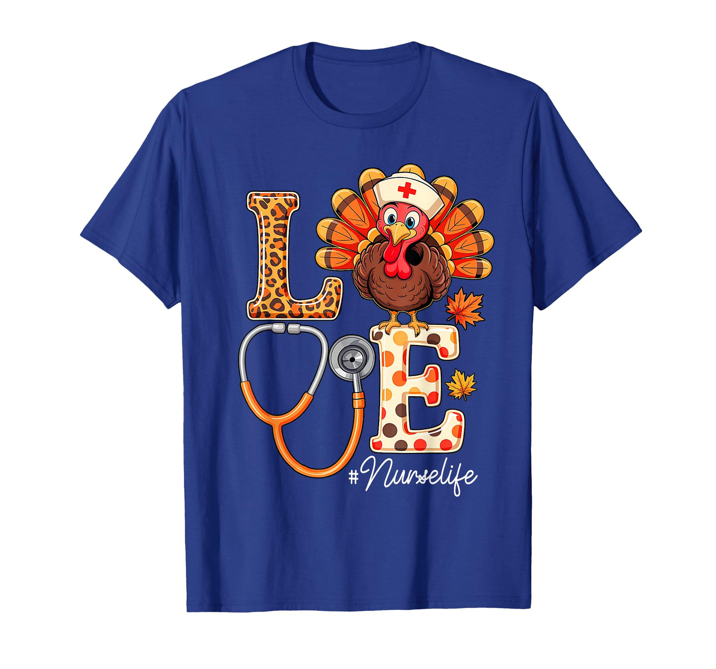 Love Turkey Thanksgiving Nurse Life Fall Scrub Top Women T-Shirt