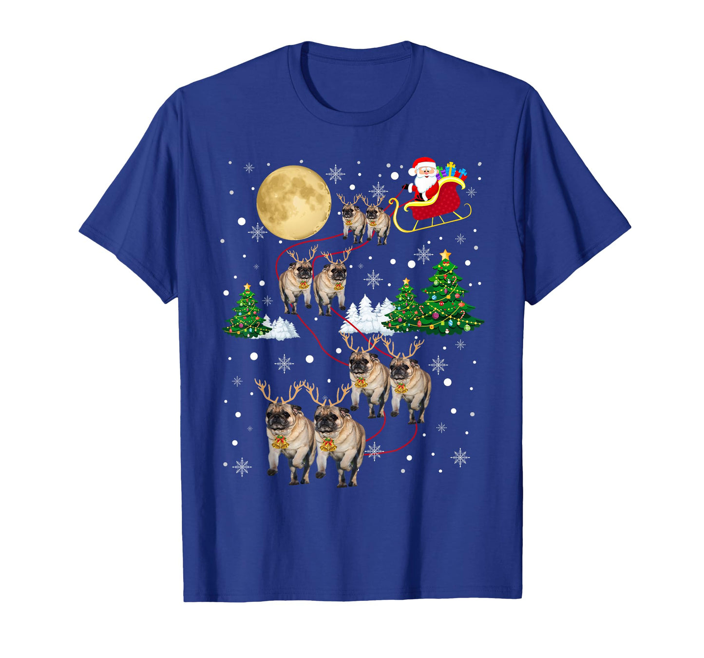 Pug Dogs Tree Christmas Sweater Xmas Pet Animal Dog Gifts Men Women Kids T-Shirt