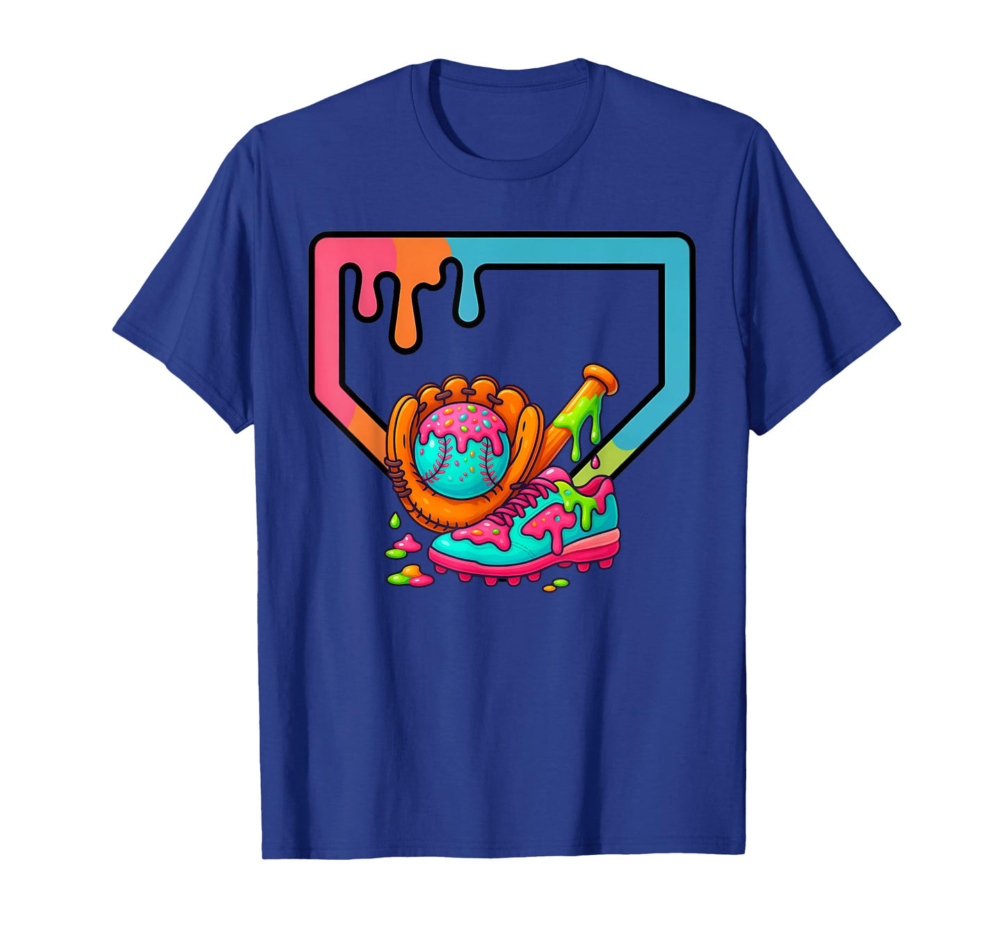 Baseball Home Plate Dripping Ice Cream Drip Youth Boys T-Shirt