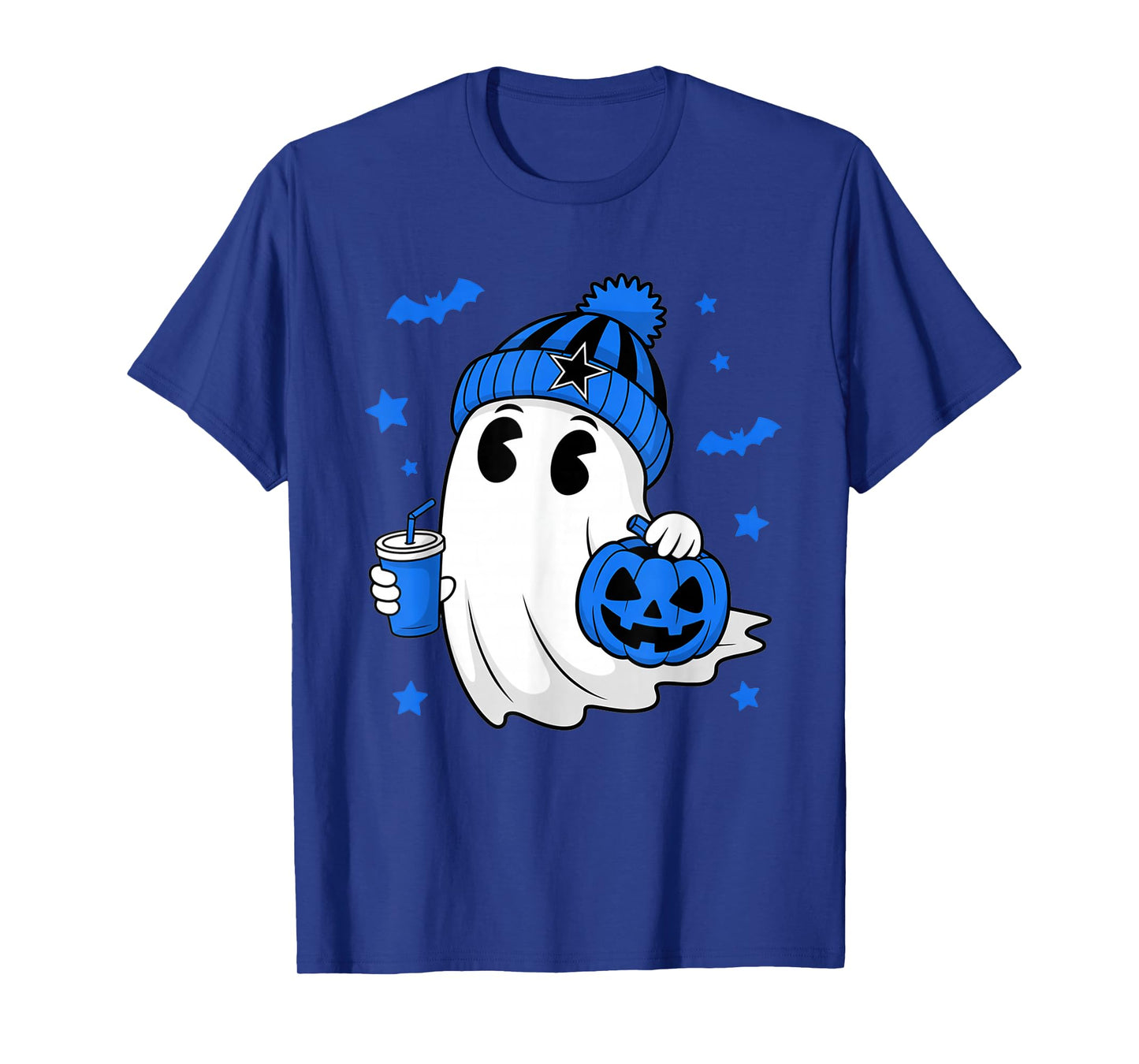 Vintage Dallas Ghost Cute Ghost Halloween Blue Pumpkin T-Shirt