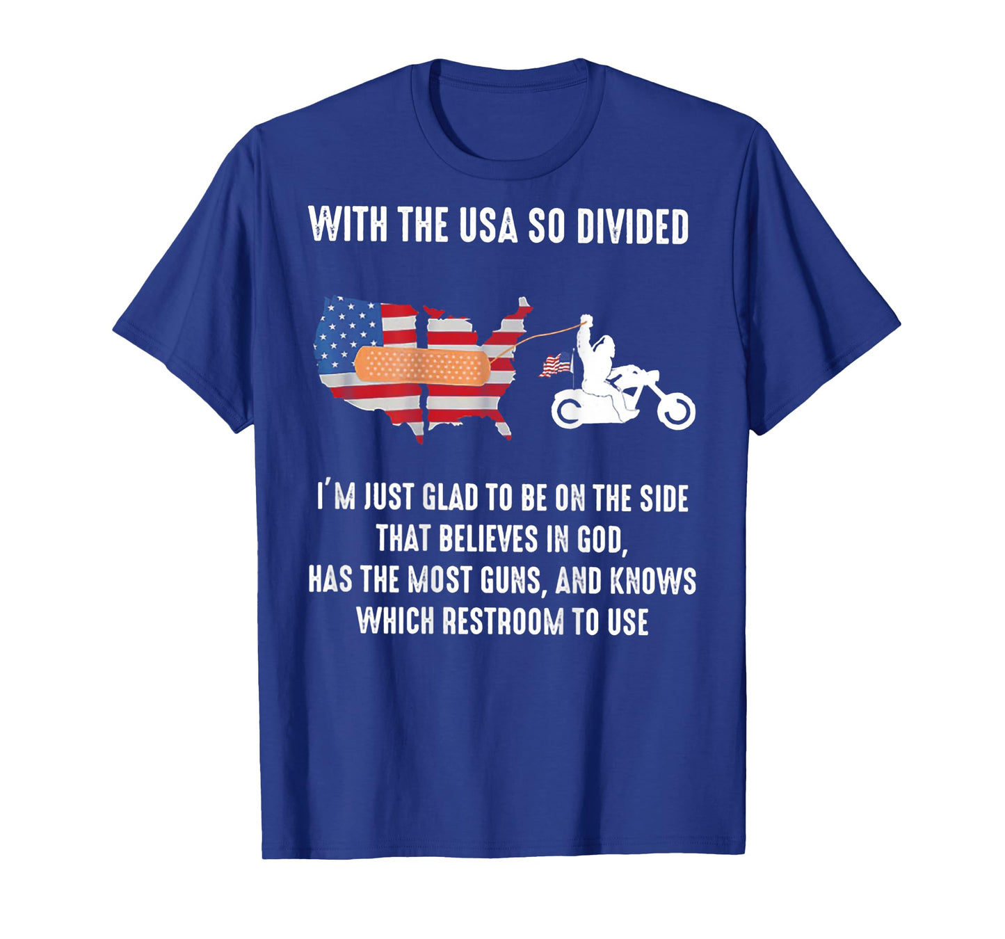 Bigfoot Biker With The USA So Divided (on back) T-Shirt