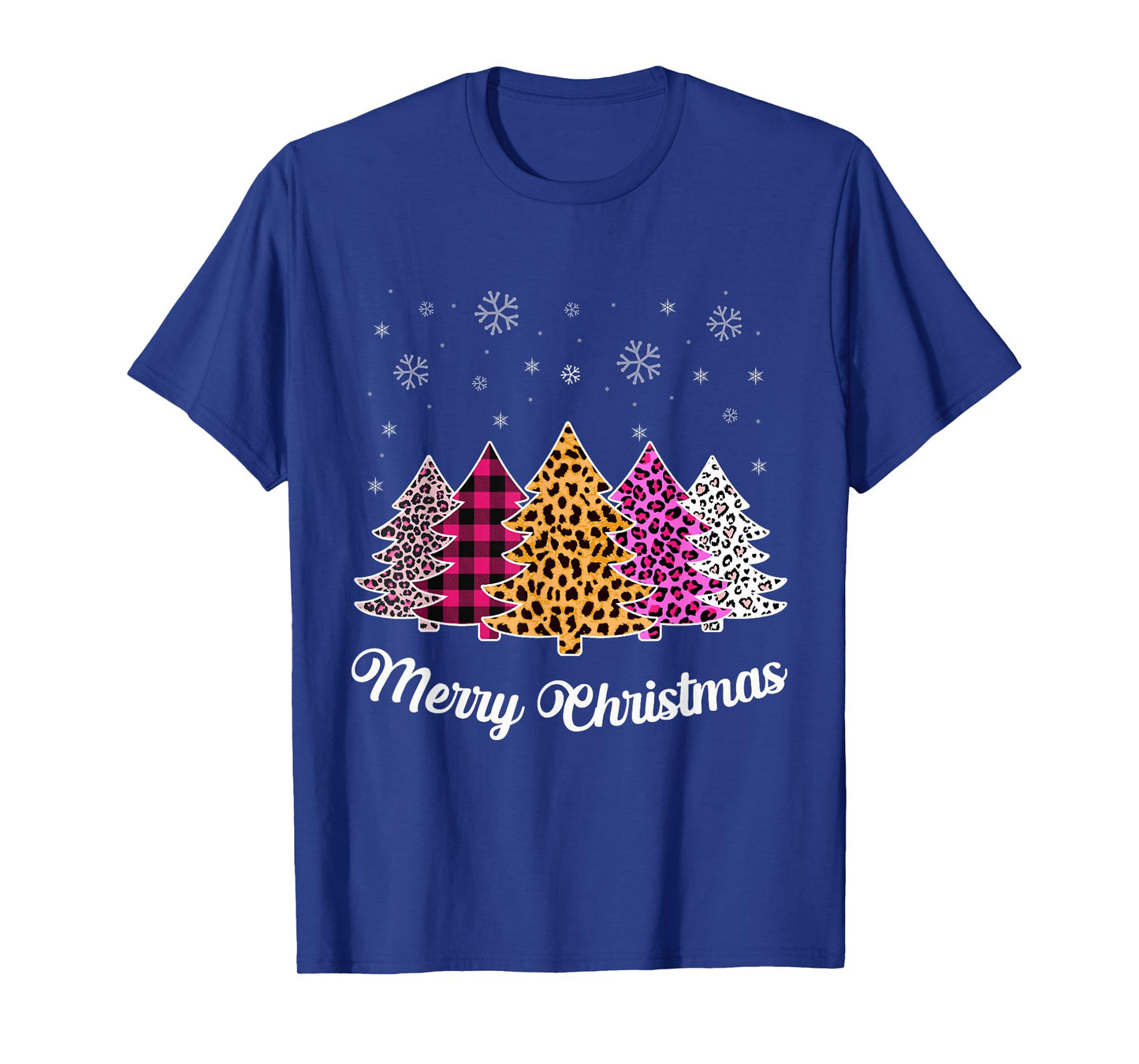 Merry Christmas Trees Leopard Pink Shirt for Women Girl Teen T-Shirt