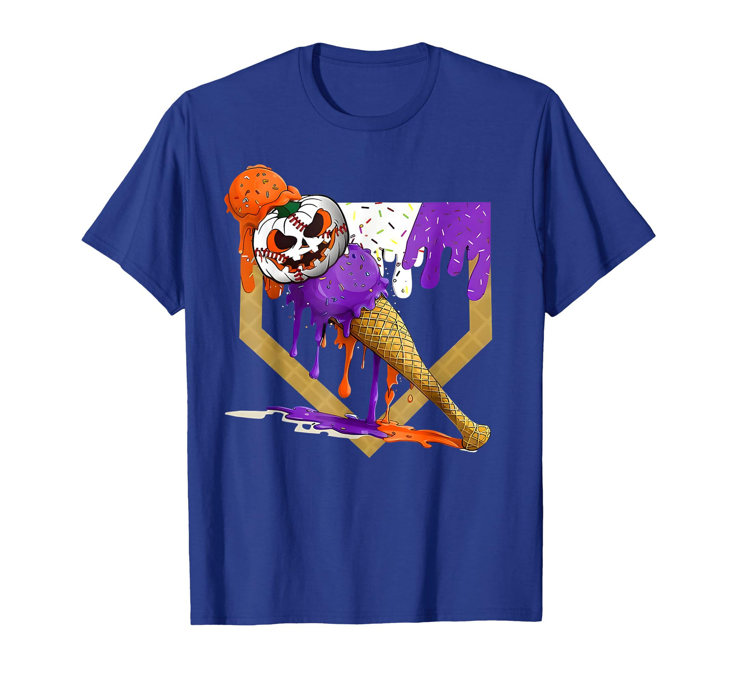 Baseball Home Plate Ice Cream Drip Halloween Men Boys Youth T-Shirt