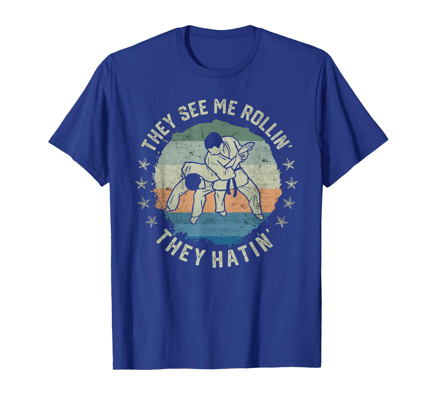 Retro Vintage They See Me Rollin Funny Brazilian Jiu-Jitsu T-Shirt