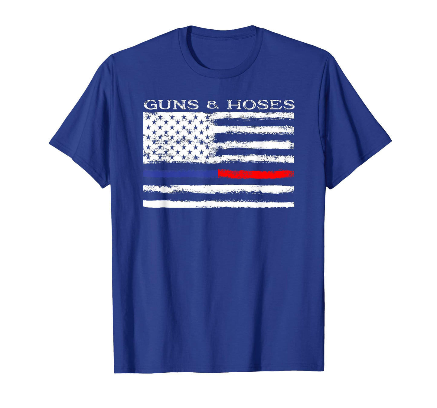 Guns & Hoses Thin Blue Red Line Police & Fire Appreciation T-Shirt