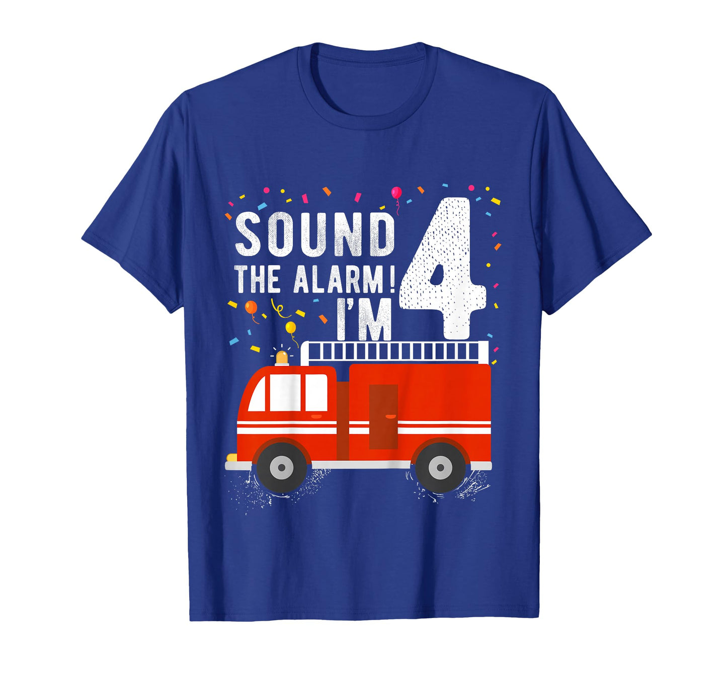 Kids Fire Truck 4th Birthday Boy 4 Year Old Firefighter T-Shirt