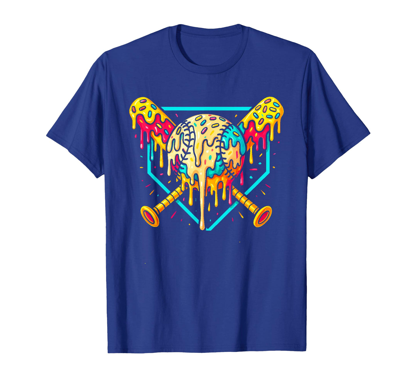 Baseball Home Plate Dripping Ice Cream Drip Youth Boys T-Shirt