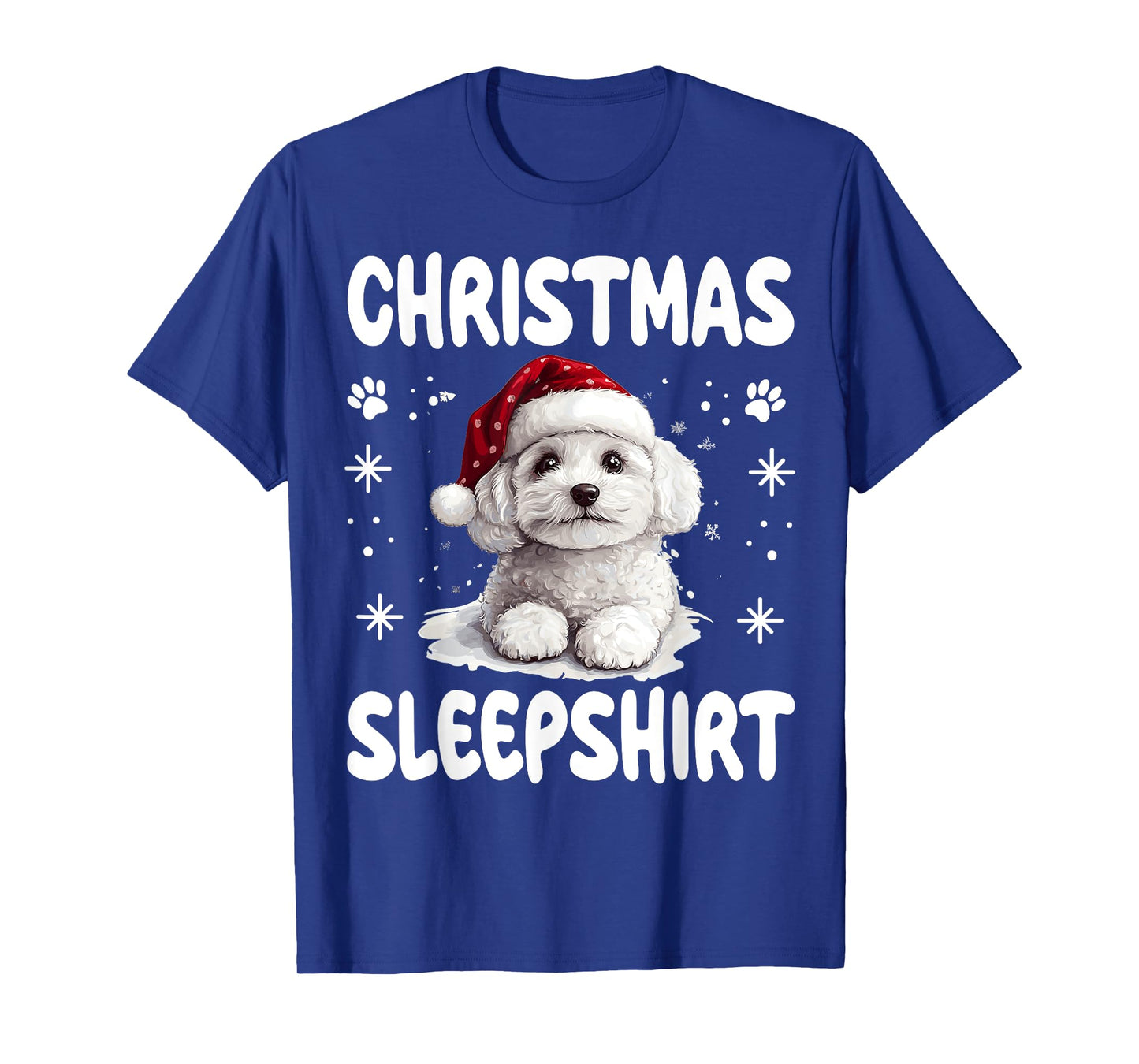 Bichon Frise Dog Nightgown Pajama Christmas Sleepshirt T-Shirt for Men Women Kids