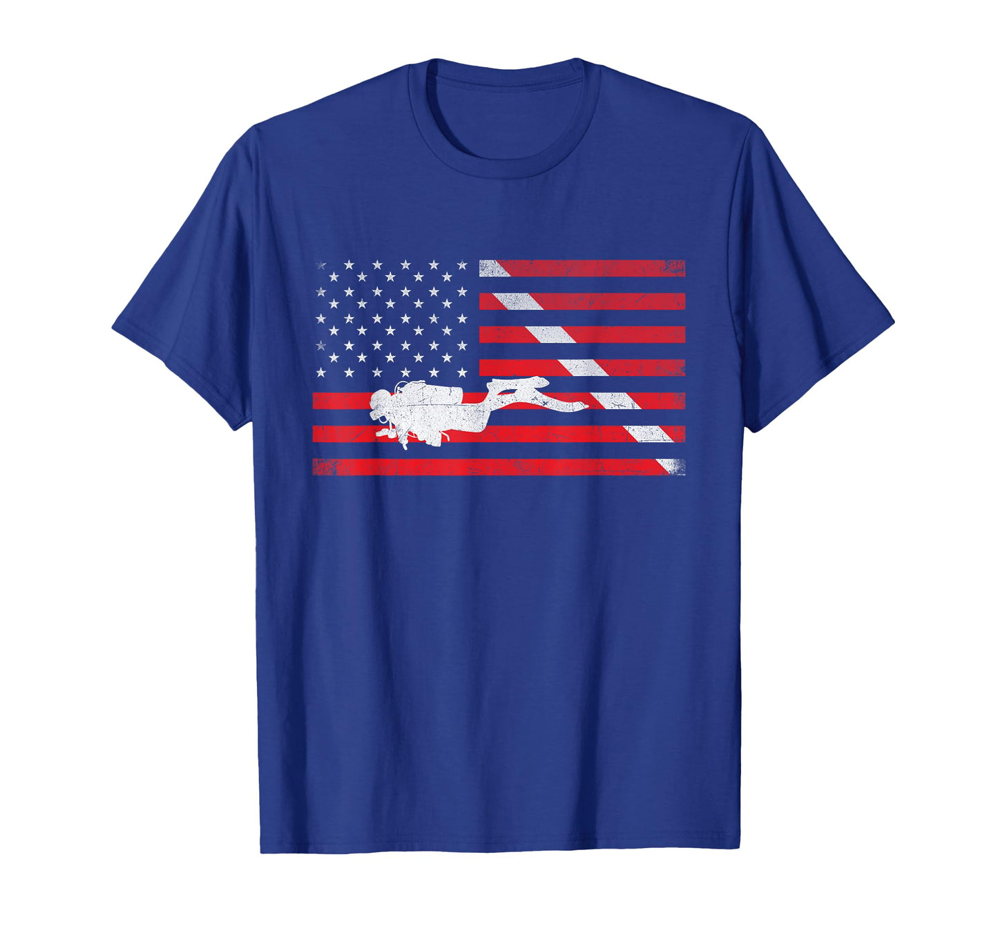 Scuba Diving - USA Flag Underwater Ocean Scuba Diver T-Shirt