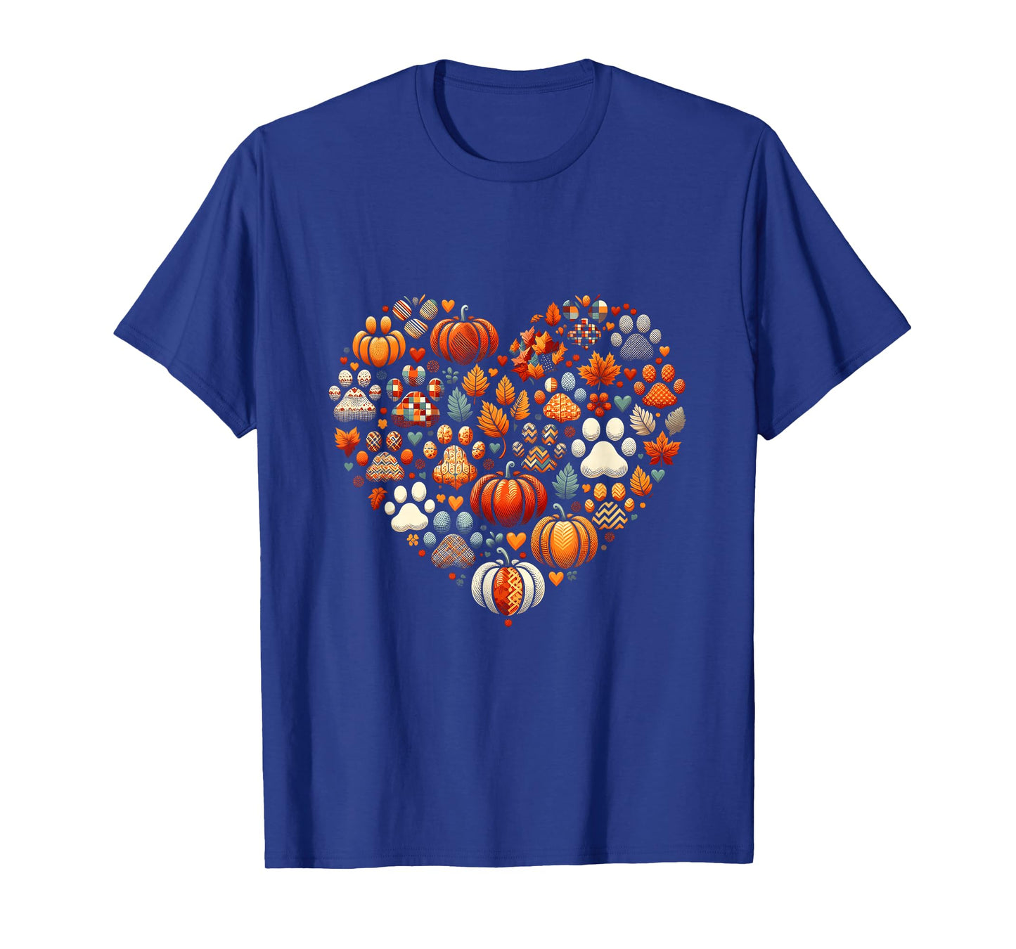 Cute Dog Cat Paw Print Pumpkin Autumn Leaf Fall Thanksgiving T-Shirt