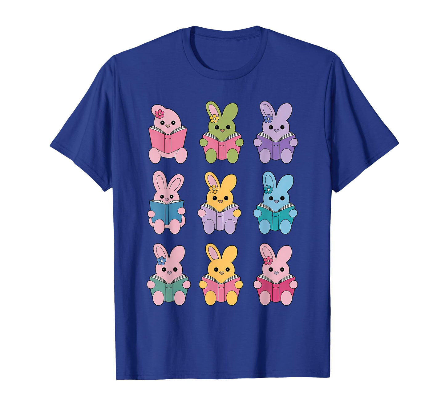 Bunny Reading Books Easter Day Librarian Teacher Book Women T-Shirt