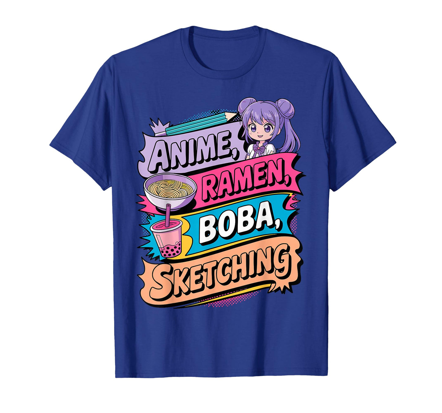 Anime Ramen Boba & Sketching Funny Noodle Japanese Kawaii T-Shirt