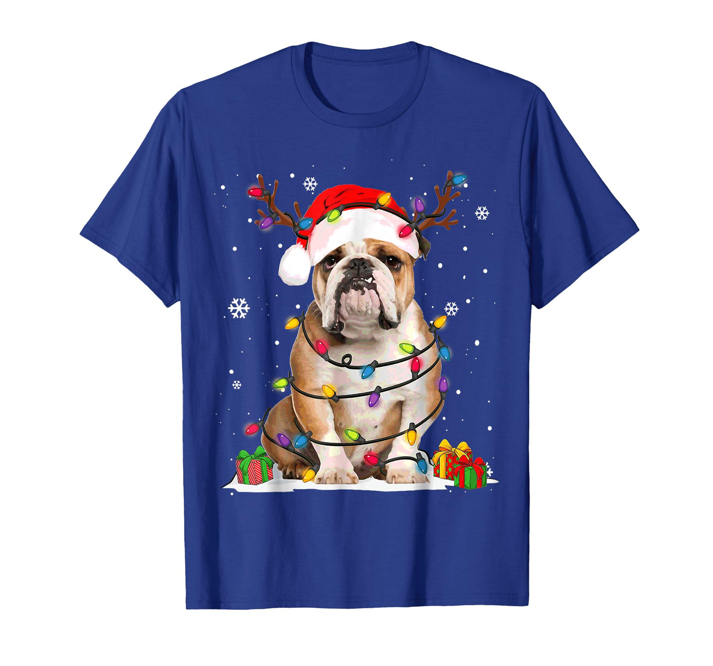 English Bulldog Dog Christmas Lights Xmas T-Shirt