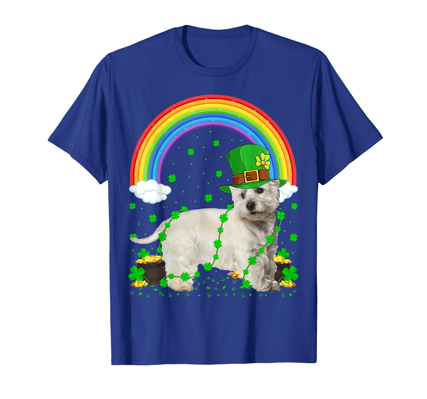 Rainbow Irish Shamrock Westie Dog St. Patrick's Day T-Shirt