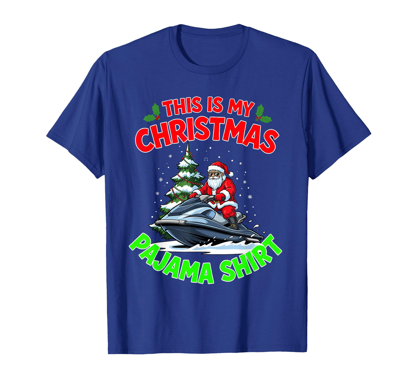 This is My Christmas Pajama Santa Claus Playing Jet Ski T-Shirt