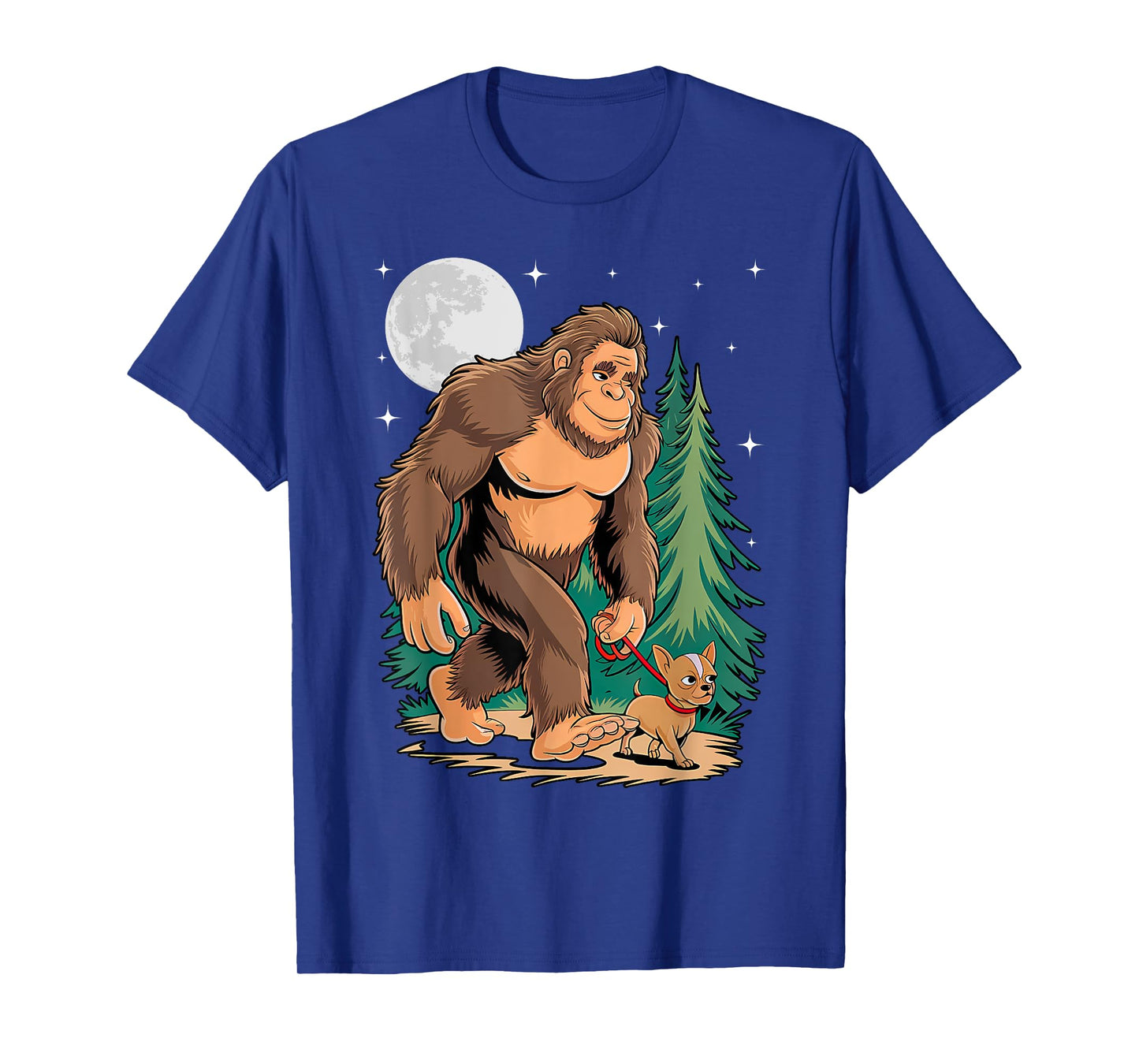 Funny Chihuahua Bigfoot Dog Walking Dog Mom Dad Kids T-Shirt