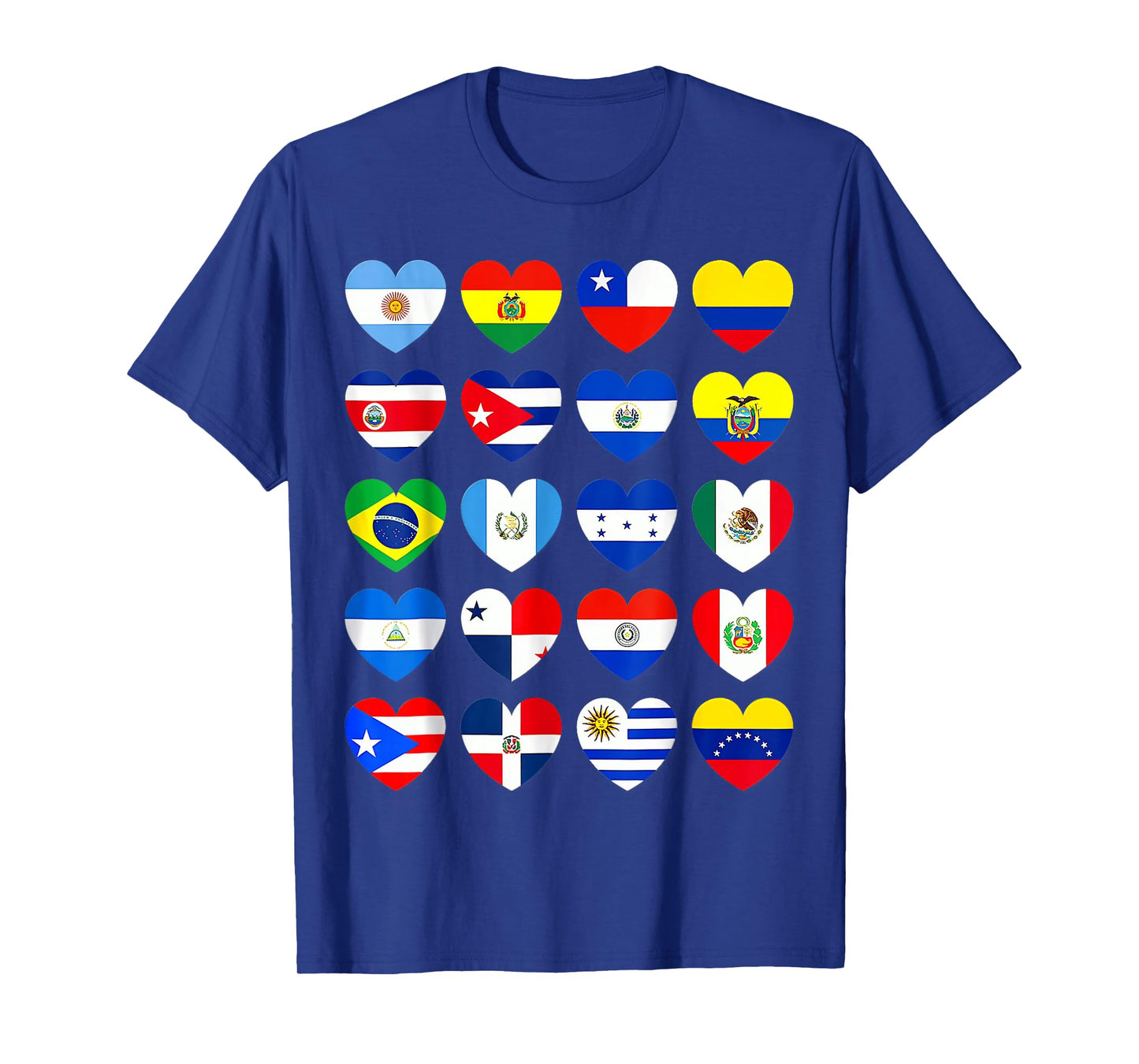 Hispanic Heritage Month Latino All Countries Heart Flags T-Shirt