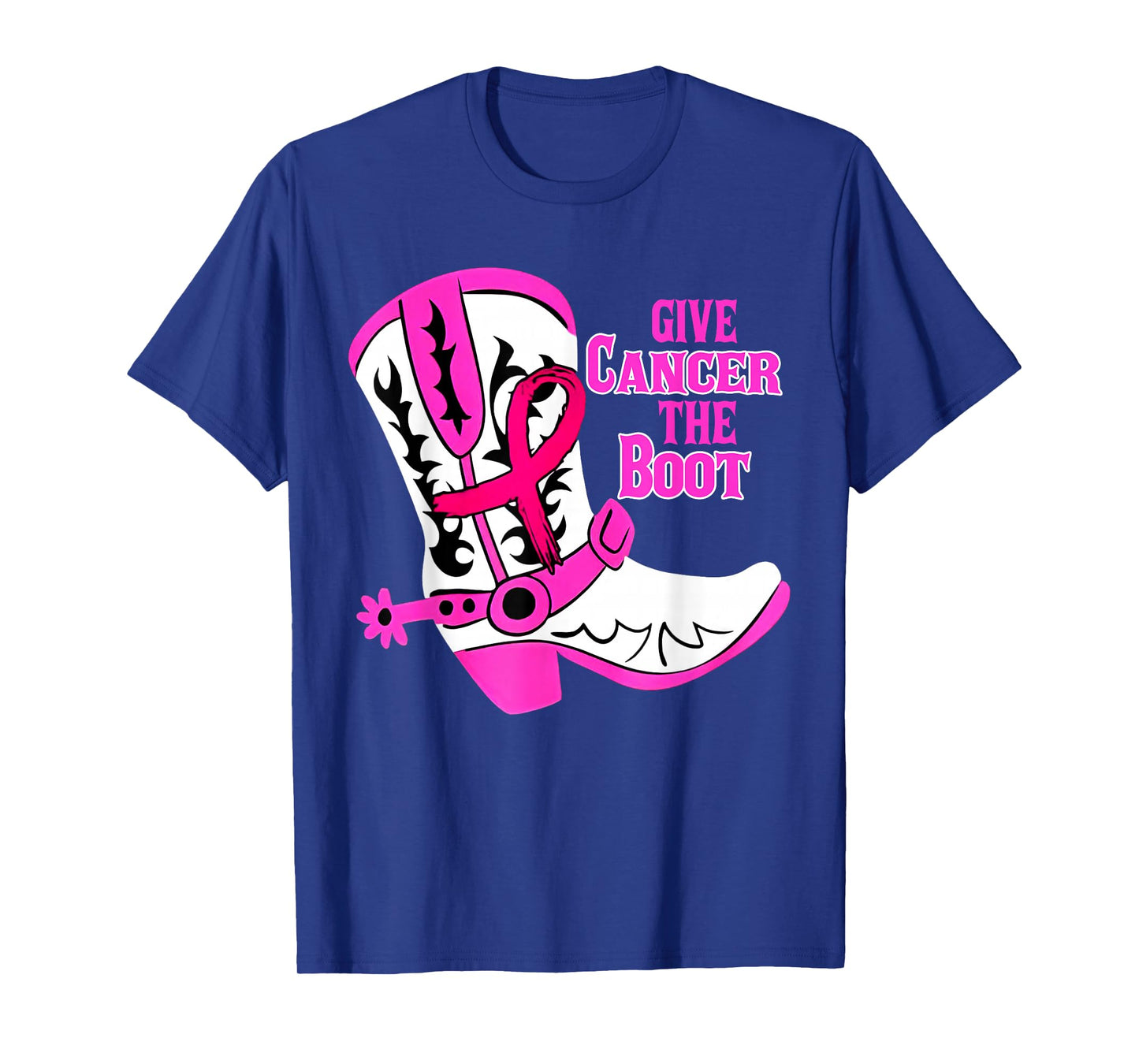 Give Breast Cancer The Boot Pink Ribbon Western Cowboy Boots T-Shirt