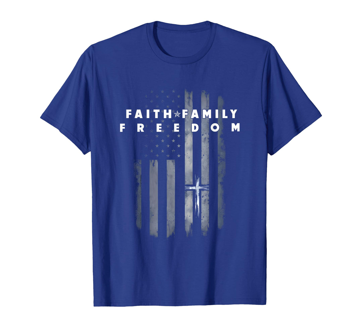 Vintage USA Flag Faith Family Freedom Patriotic Christian T-Shirt
