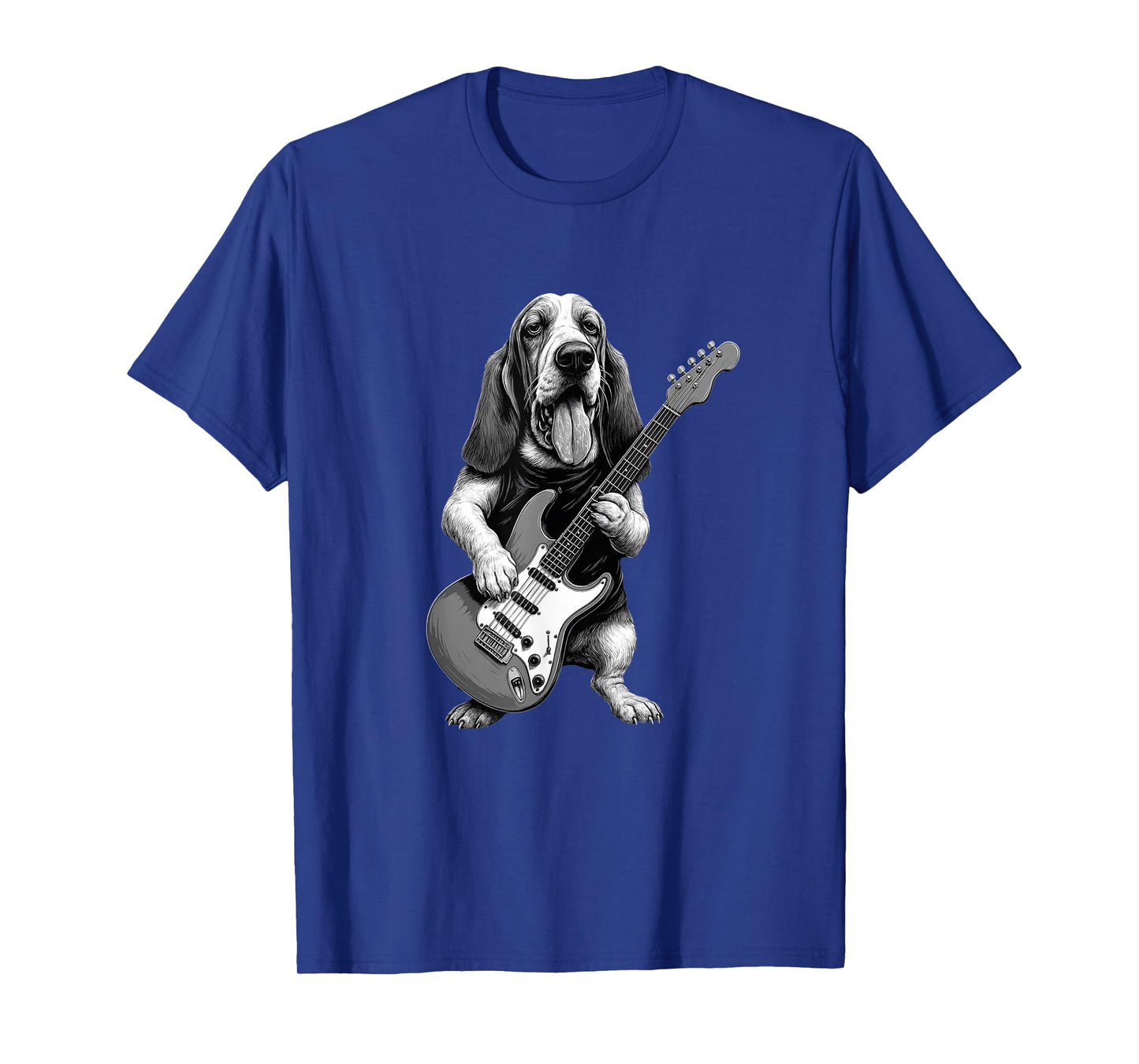 Basset Hound Playing Guitar Funny Basset Hound Dog Lover T-Shirt