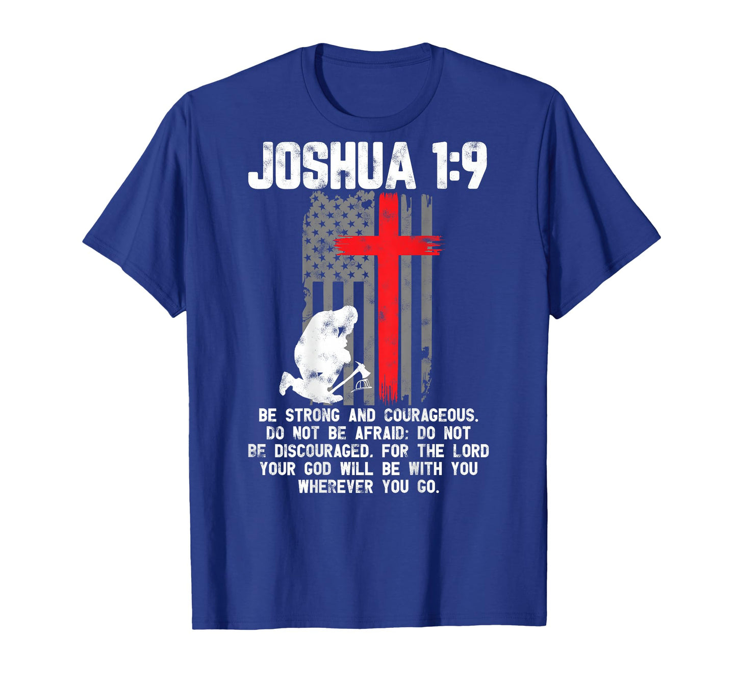Thin Red Line Firefighter Cross Bible Verse Christian T-Shirt