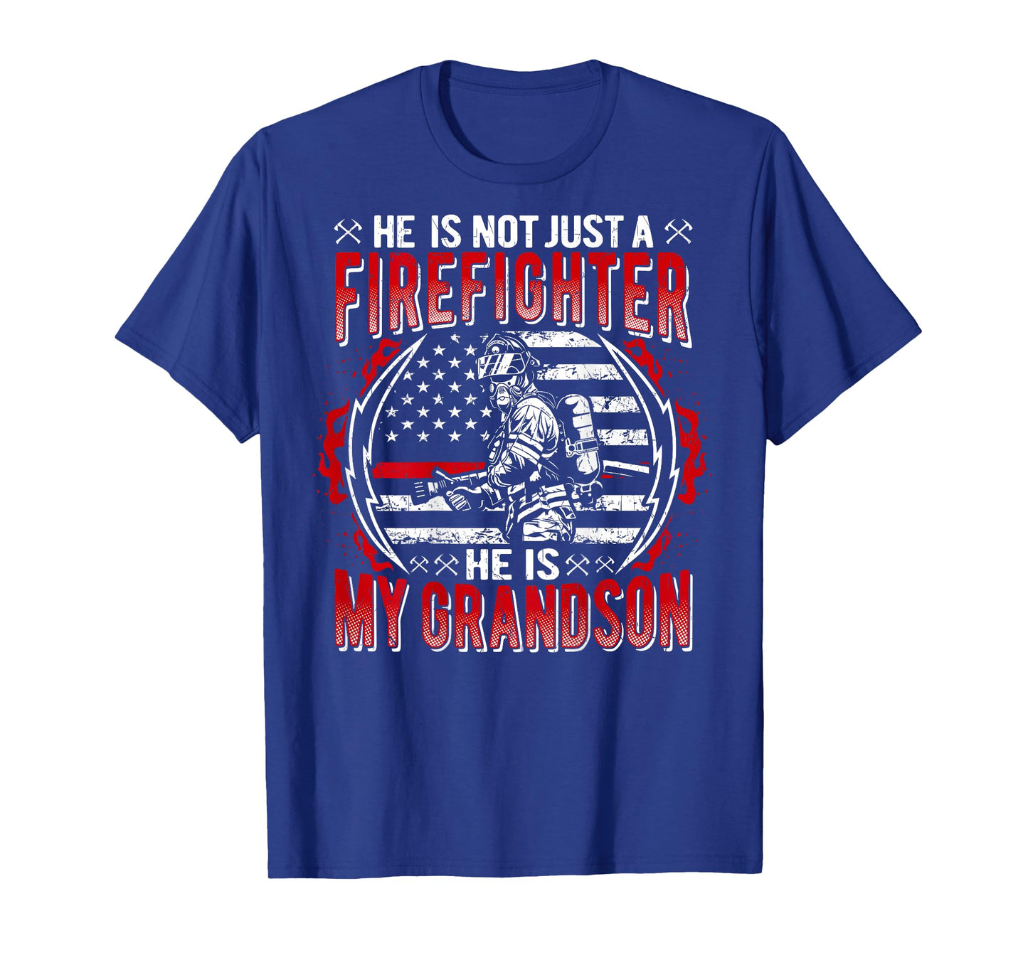 My Grandson Is A Firefighter Thin Red Line Flag Family Gifts T-Shirt