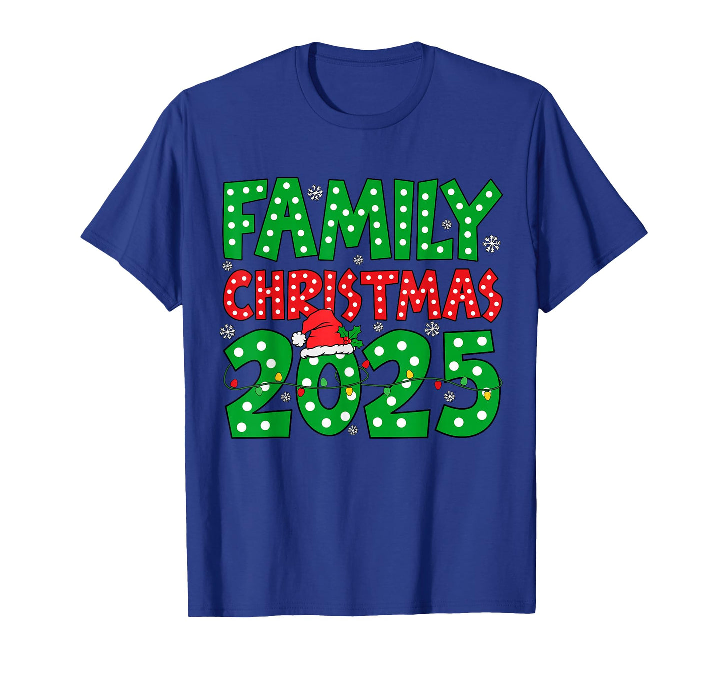 Merry Christmas 2025 Lights Red Santa Xmas Family Men Women T-Shirt