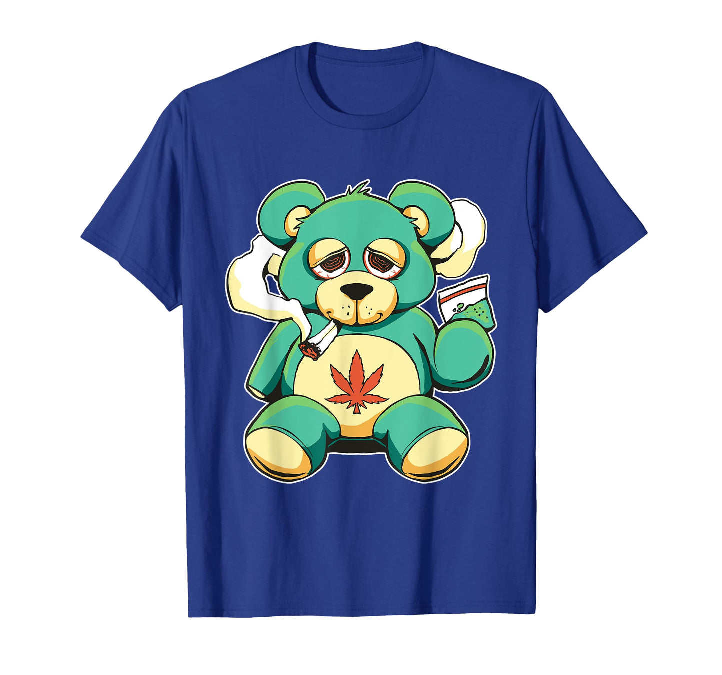 Funny Teddy Bear Pot Leaf 420 Marijuana Weed Cannabis Smokin T-Shirt