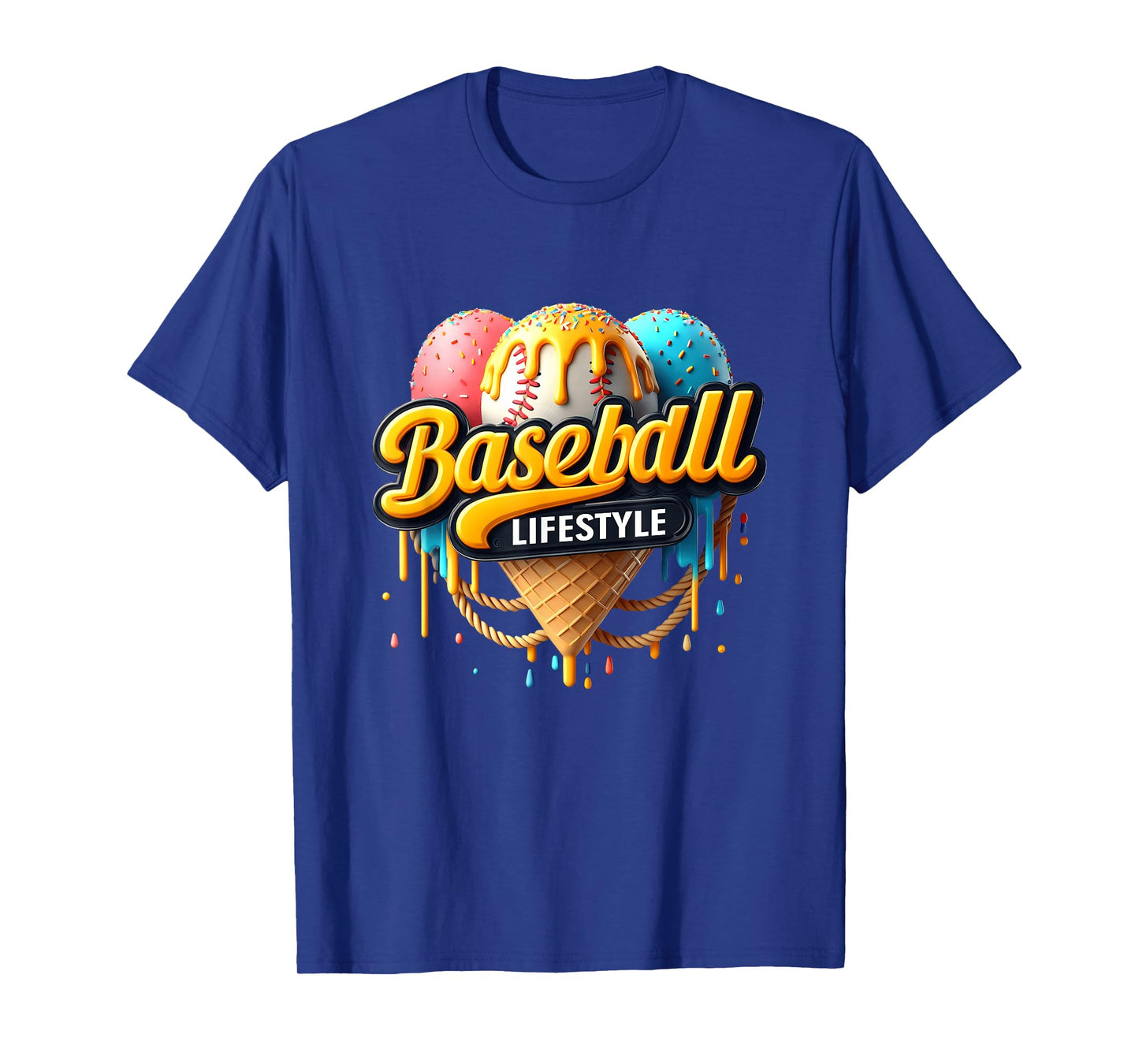 Baseball Lifestyle 101 Youth Baseball Drip Icecream T-Shirt