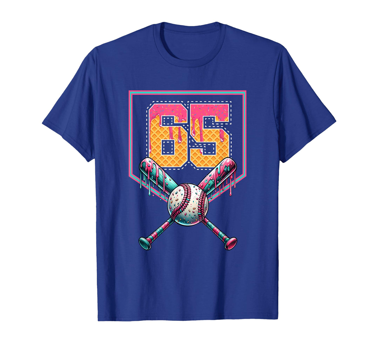 Baseball Drip Number 65 Player Or 65th Birthday T-Shirt