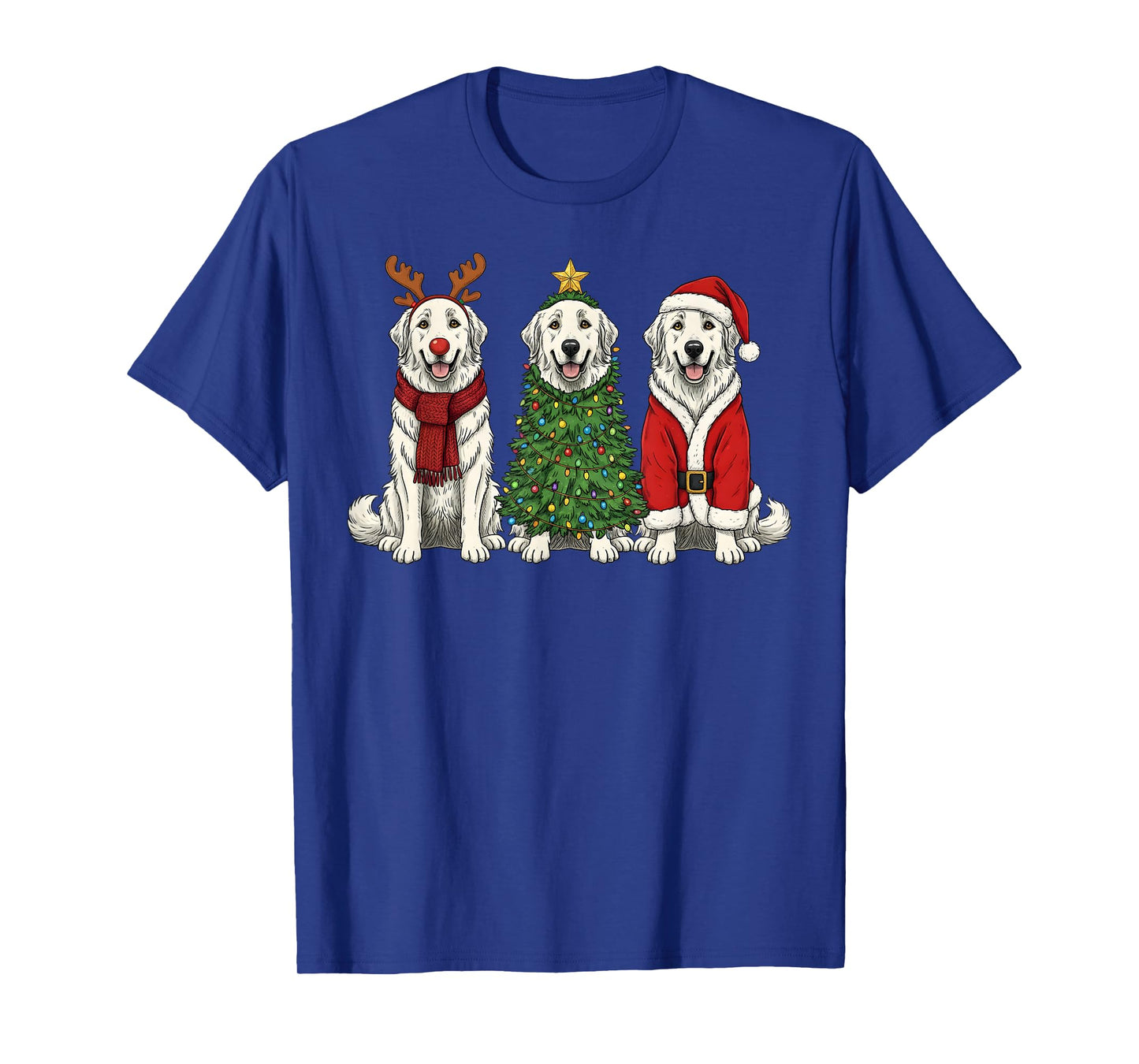 Retro Christmas Great Pyrenees Santa Reindeer Dog Lover T-Shirt
