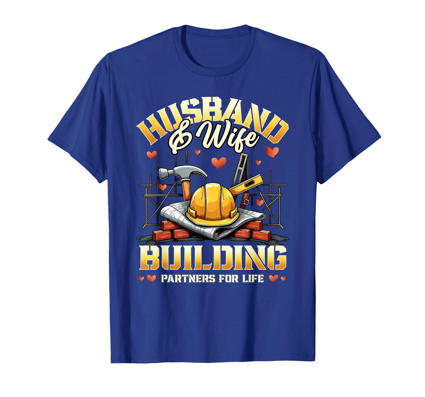 Husband and Wife Building Partners for Life Couple Matching T-Shirt
