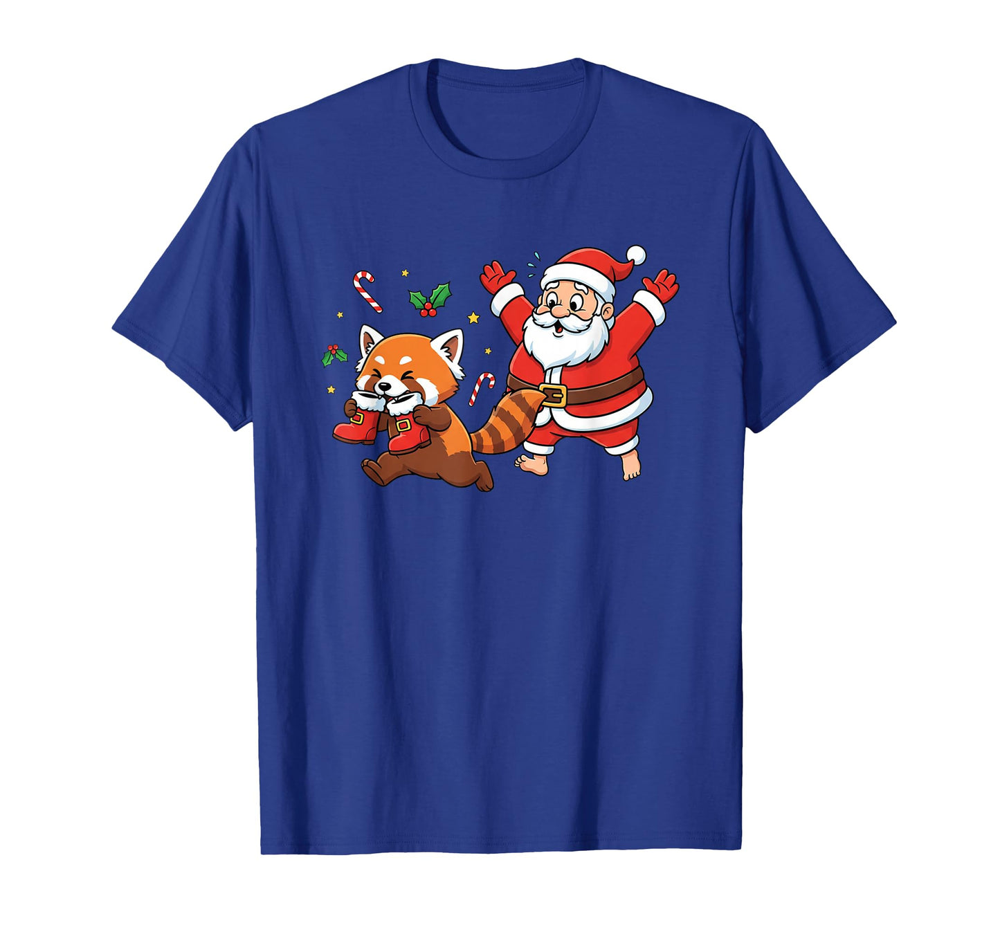 Funny Red Panda Santa Claus Boots Christmas Womens Mens Kids T-Shirt