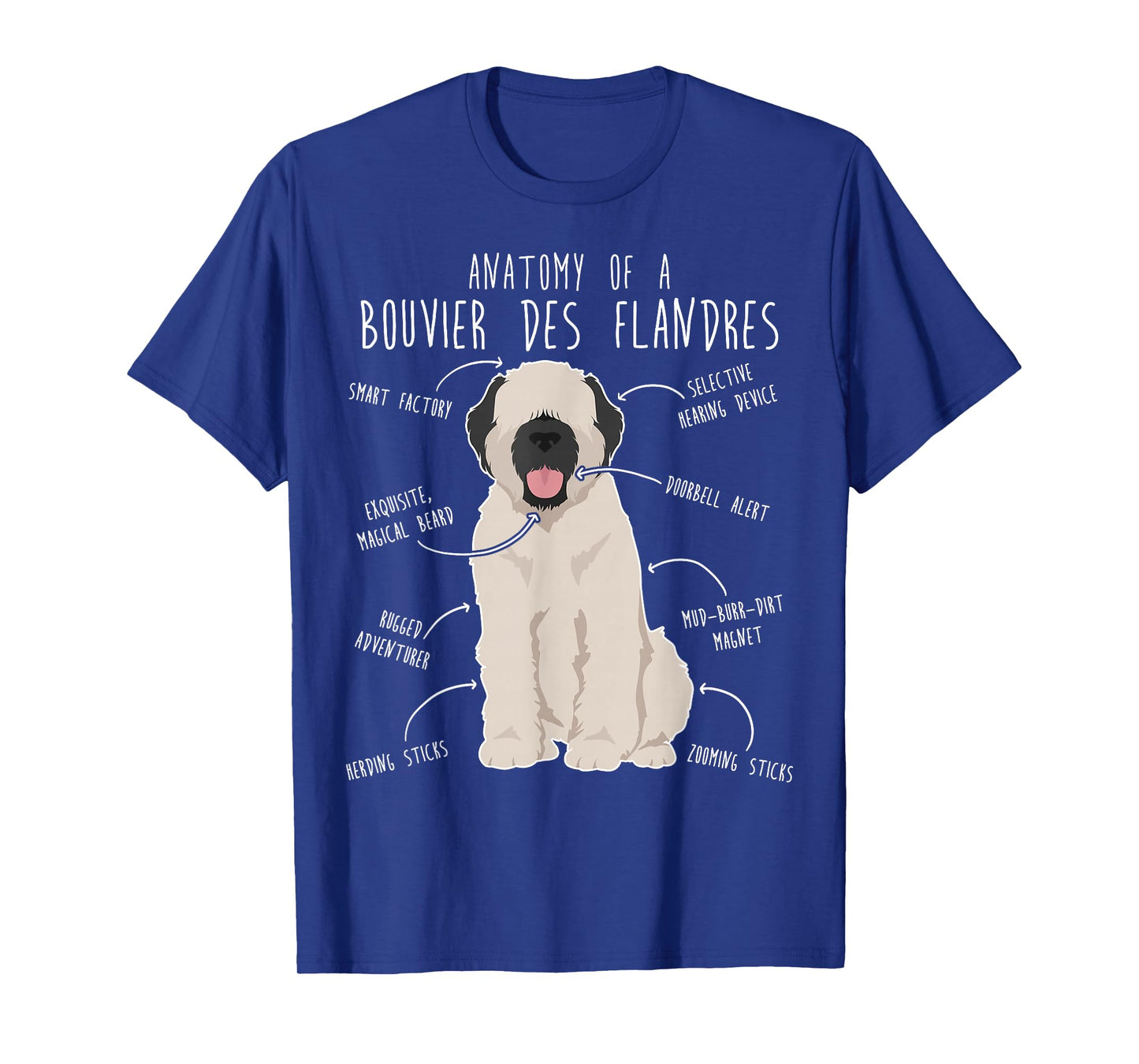 Bouvier Des Flandres Fawn Cream Dog Anatomy, Funny Cute Pet Men Women Kids T-Shirt