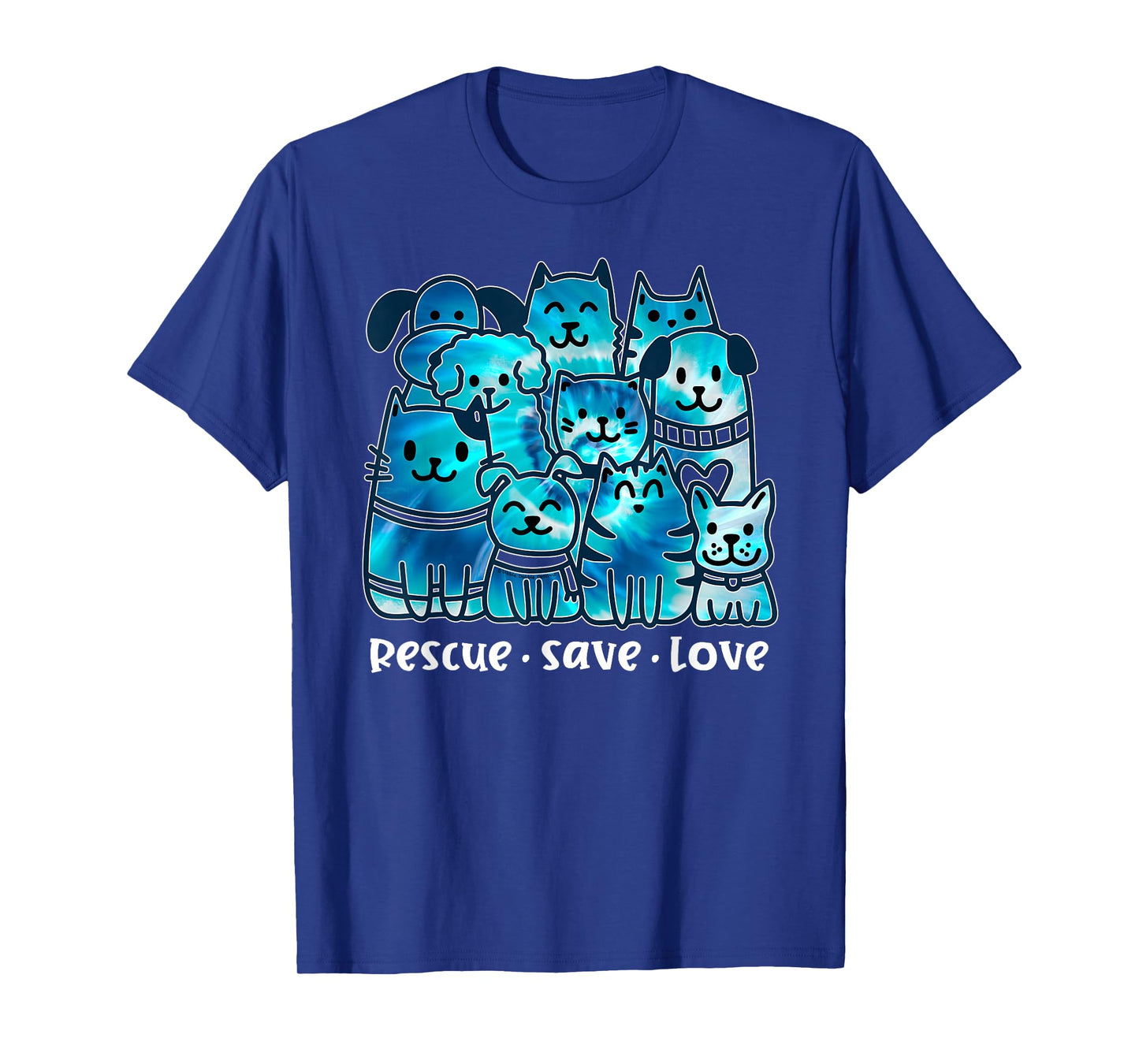 Rescue Save Love Cute Tie Dye Animal Rescue Dog Cat Lovers T-Shirt