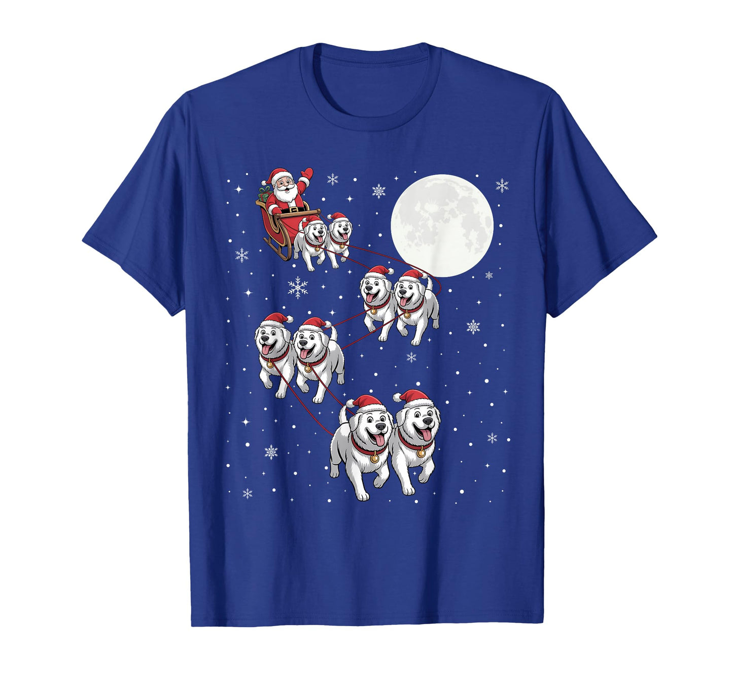 Great Pyrenees Dog Xmas Pajama Matching Santa Claus Riding T-Shirt
