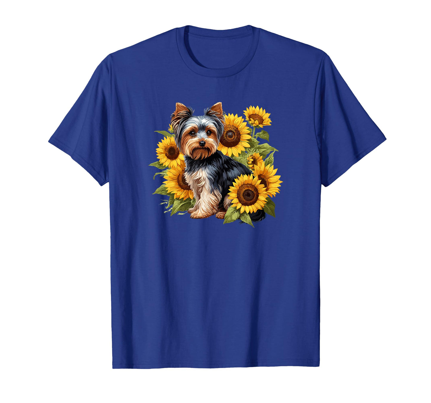 Womens & Girls Cute Sunflowers Yorkie Lover T-Shirt