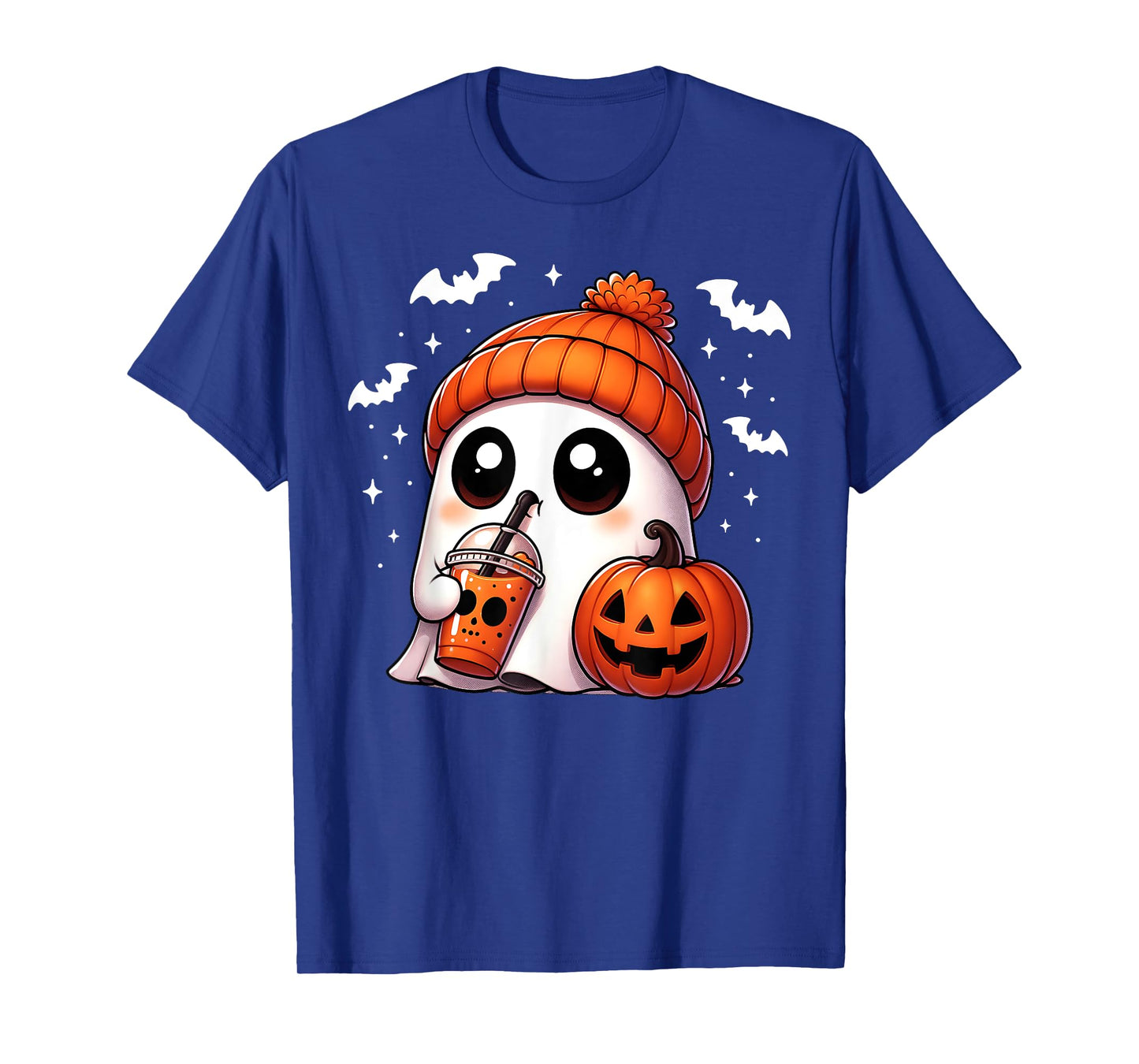 Cute Ghost Coffee Lover Halloween Ghost Pumpkin Spice Womens T-Shirt