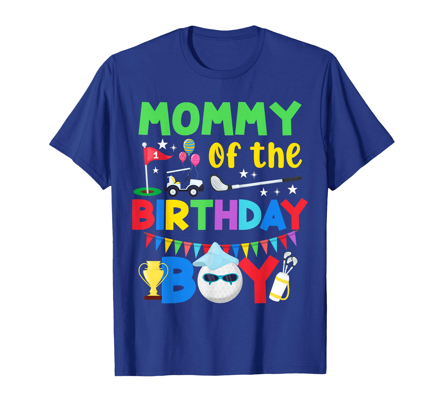 Golf Birthday Boy Party with Ball Cart Trophy for Mommy T-Shirt