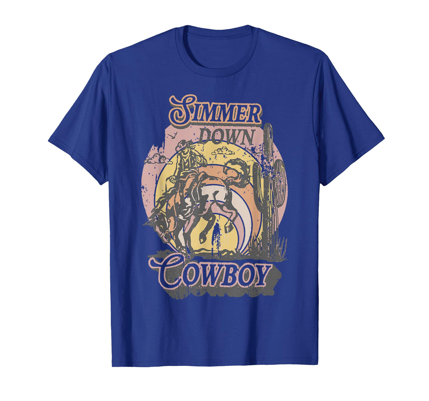 Simmer Summer Down Cowboy Cowgirl Western Graphic Cow Skull T-Shirt