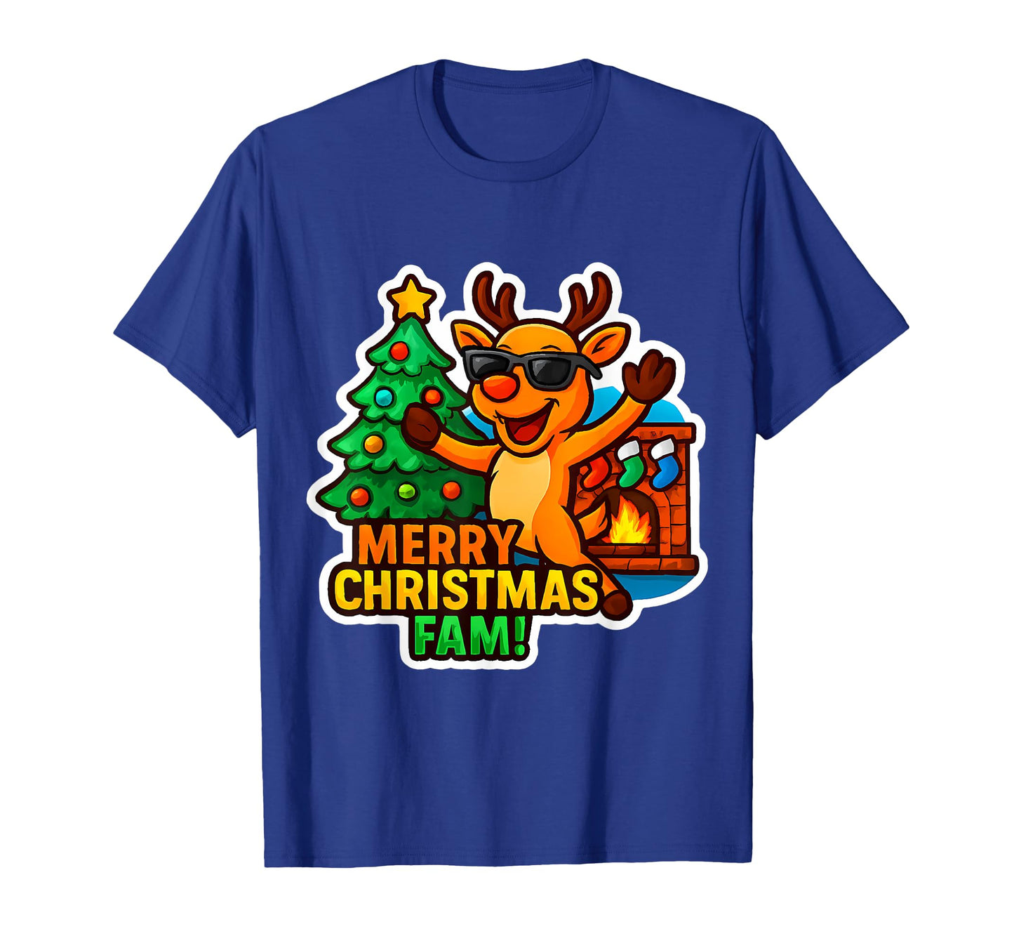 Merry Christmas Fam Family Dinner Gathering Funny Reindeer T-Shirt
