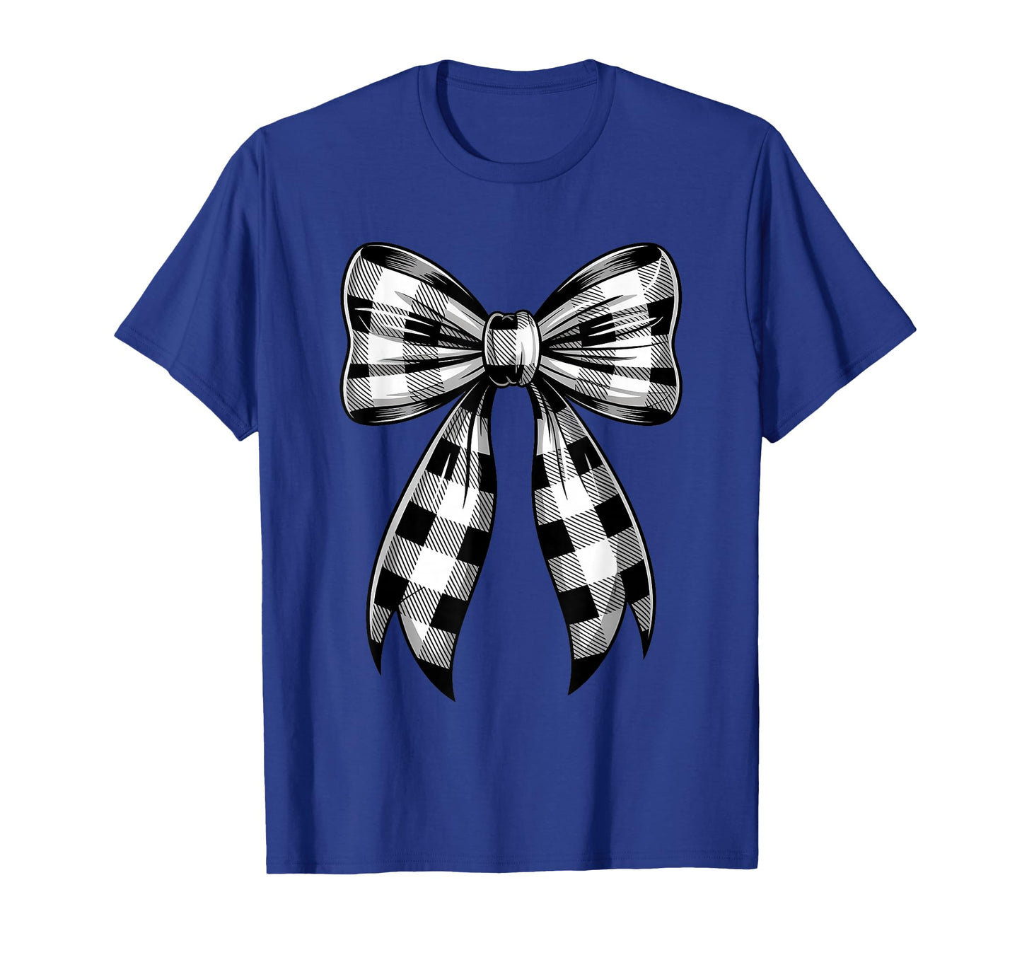 Christmas White and Black Buffalo Plaid Coquette Bow Pattern T-Shirt