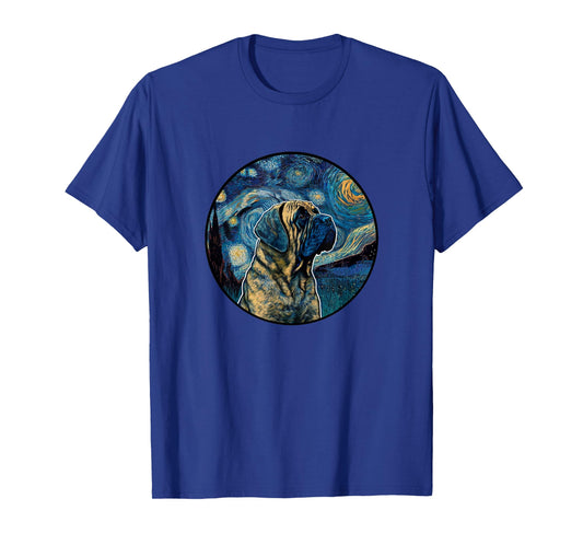 English Mastiff Starry Night Painting Dog Mom Dad T-Shirt
