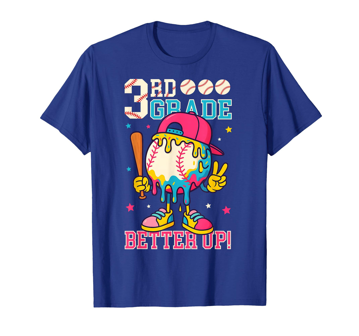 3rd Grade Back To School Baseball Drip Ice Cream Game On T-Shirt