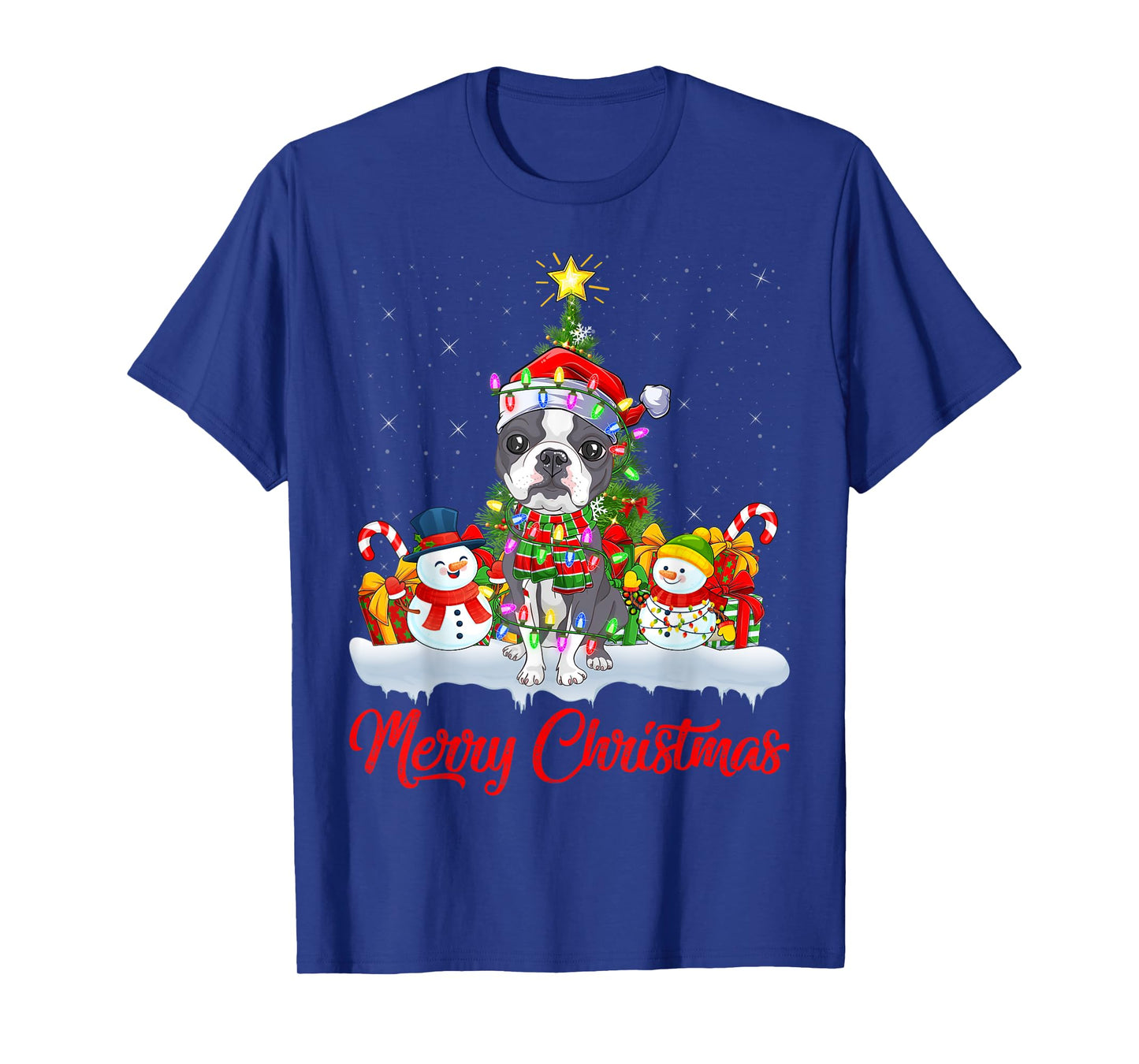 Rat Terrier Dog Xmas Tree Lights Santa Rat Terrier Christmas T-Shirt