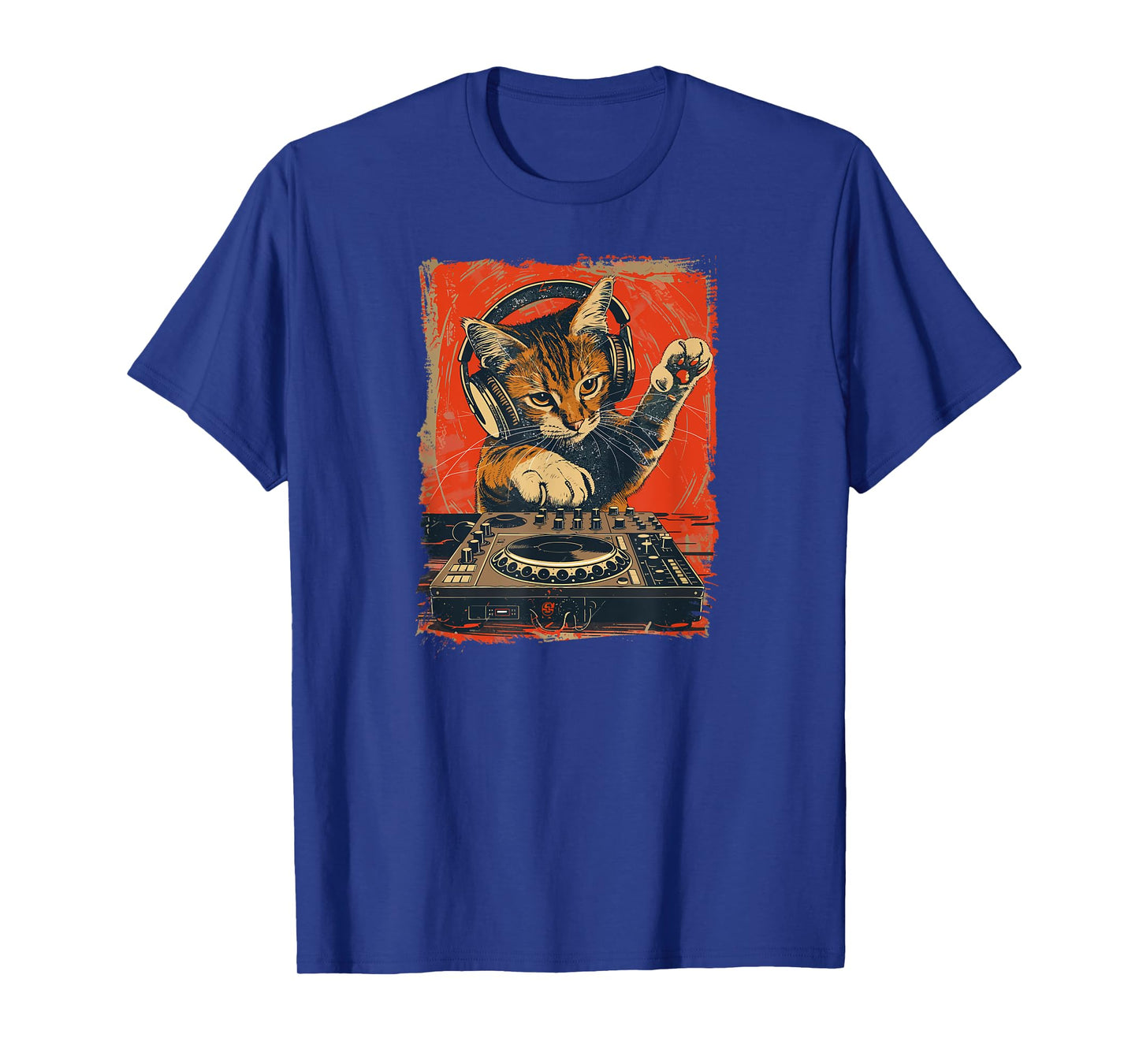Funny DJ Cat Disco Sound Tech Headphone Music Men Women T-Shirt
